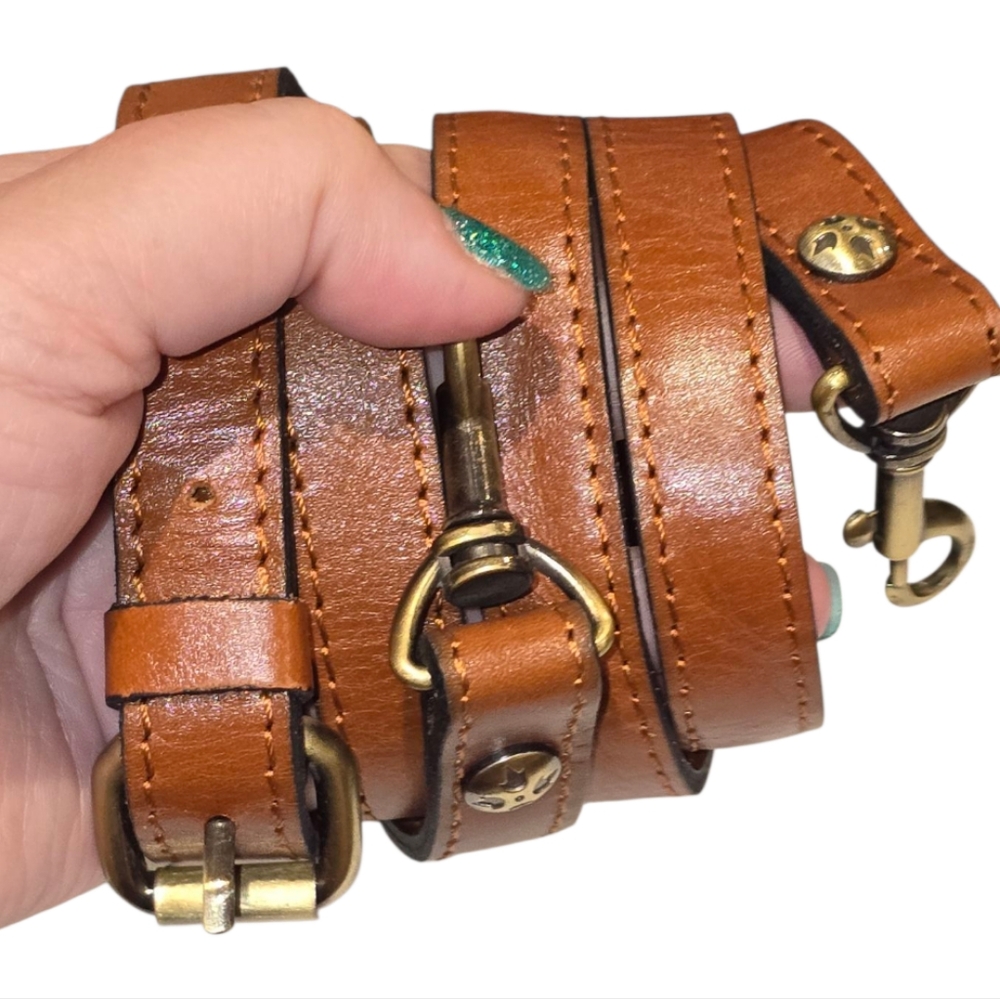 Patricia Nash Brown Leather Crossbody Strap with Gold Hardware